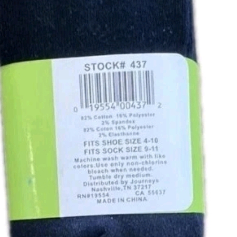 NWT Journeys Crew Socks Size 9-11 Cotton Blend 5 Pack Women's Black - Picture 4 of 5